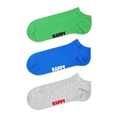 Happy Socks Daily Sock Sneaker Low Solid green/blue/grey - 3 Pairs