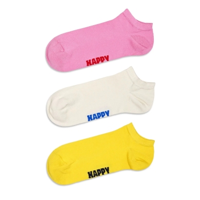 Happy Socks Daily Sock Sneaker Low Solid pink/yellow/white - 3 Pairs