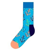 Happy Socks Daily Sock Crew Big Anchor Light Blue - 1 Pair