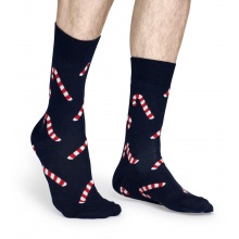 Happy Socks Daily Sock Crew Candy Cane (Navy Blue) - 1 Pair