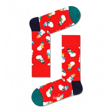 Happy Socks Daily Sock Crew Snowman (Snowman) red/white - 1 pair