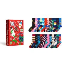 Happy Socks Daily Sock Crew Christmas Special #3 - Advent Calendar with 24 Pairs - red