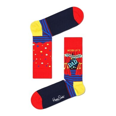 Happy Socks Daily Sock Crew World's Strongest Dad red/yellow - 1 pair