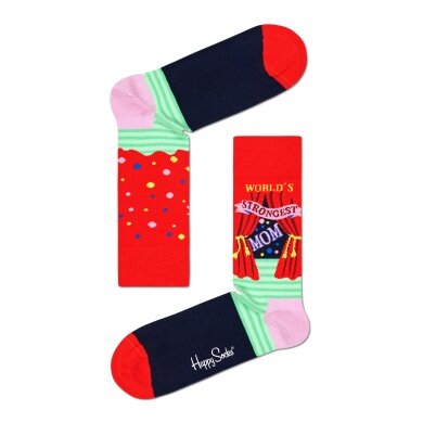 Happy Socks Daily Sock Crew World's Strongest Mom red/pink - 1 Pair