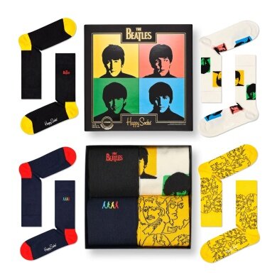 Happy Socks Daily Sock Crew The Beatles Gift Box black - 4 pairs