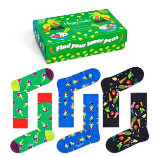 Happy Socks Daily Sock Crew Healthy Lifestyle Gift Box 3-Pack