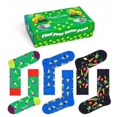 Happy Socks Daily Sock Crew Healthy Lifestyle Gift Box 3-Pack