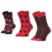 Happy Socks Daily Sock Crew Heart Black Gift Box Set of 3