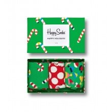 Happy Socks Daily Sock Crew Holiday (Candy Cane) Gift Box of 3