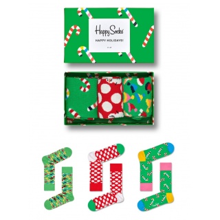 Happy Socks Daily Sock Crew Holiday (Candy Cane) Gift Box of 3