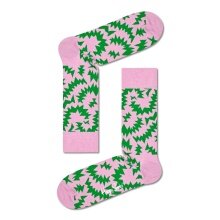 Happy Socks Daily Sock Crew Zigzag pink/green - 1 Pair