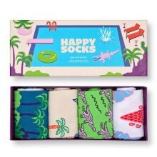 Happy Socks Daily Sock Crew Pool Party Gift Set Multicoloured <b>Gift Box </b> - 4 Pairs