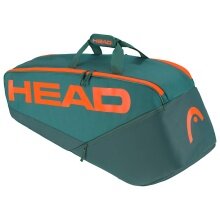 Head Tennis Racketbag Pro Racquet Bag M (Racket bag, 2 main compartments) 2023 dark cyan/fluorescent orange 6-pack