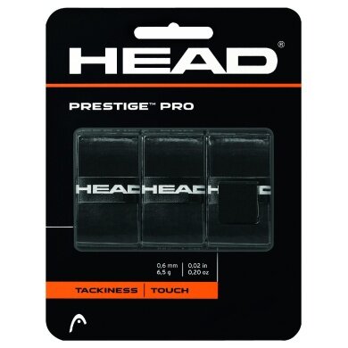 Head Overgrip Prestige Pro (sticky, smooth) 0.6mm black 3-pack