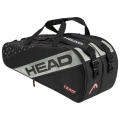 Head Tennis Racketbag Team Racquet Bag L (Racket bag, 2 main compartments) 2024 black/gray 9-pack