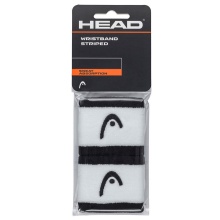 Head Sweatband Striped Wrist white/black - 2 pieces