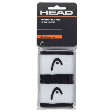 Head Sweatband Striped Wrist white/black - 2 pieces