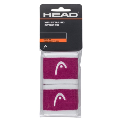 Head Sweatband Striped Wrist pink/white - 2 pieces