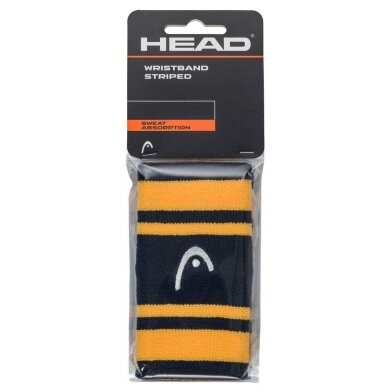 Head Sweatband Striped Wrist Jumbo navy blue/yellow - 2 pieces