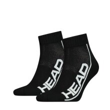 Head Tennis Socks 2P Stripe Quarter (Mixed Fabric) black/white - 2 Pairs