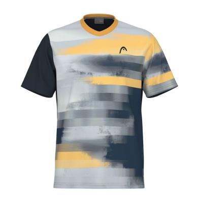 Head Tennis T-shirt Topspin 2024 (V-neck) navy blue/grey/yellow Men