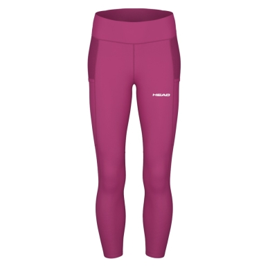 Head Tennis Pants Tech Tight 2024 (high waist, elastic material) long pink Women