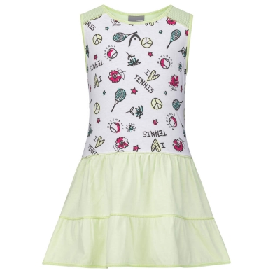 Head Tennis Dress 2023 (separate inner shorts, 100% cotton) white/green toddlers