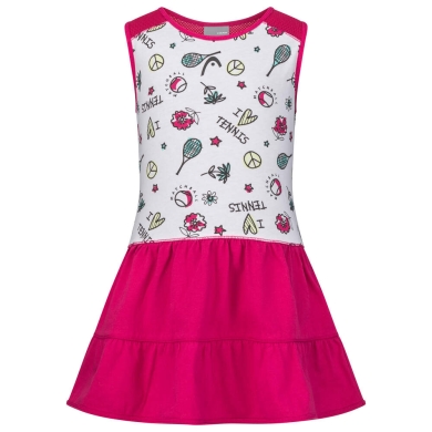 Head Tennis Dress 2023 (separate inner shorts, 100% cotton) white/berrypink toddlers