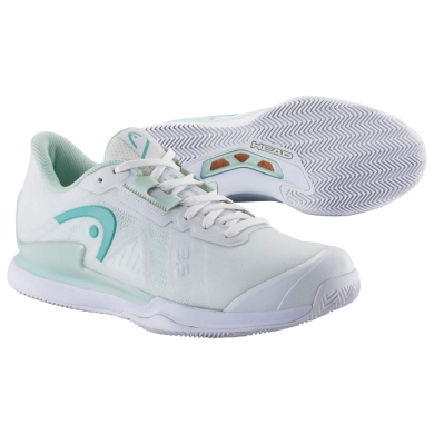 Head Tennis Shoes Sprint Pro 3.5 Clay/Sand Court White/Aqua Blue Ladies