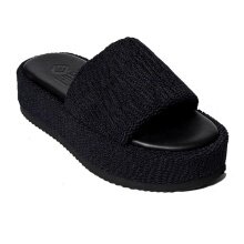 Hebe Athens Sandal Puffy Ibiza Flatform Slide Black Ladies