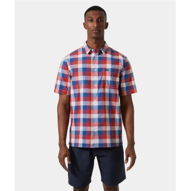 Helly Hansen Short Sleeve Shirt Fjord QD 2.0 (comfortable feel) red/deep blue Men