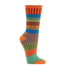 HomeOfSocks Wool Socks Hygge Multicoloured Orange/Blue/Green - 1 Pair