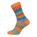 HomeOfSocks Wool Socks Hygge Multicoloured Orange/Blue/Green - 1 Pair