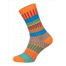 HomeOfSocks Wool Socks Hygge Multicoloured Orange/Blue/Green - 1 Pair