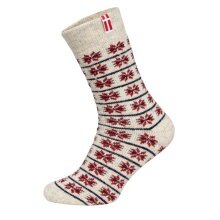 HomeOfSocks Wool Socks Scandinavian Denmark wool white/red - 1 Pair