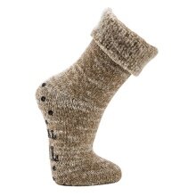 HomeOfSocks Wool Socks with Anti-Slip and ABS Print in Beige - 1 Pair