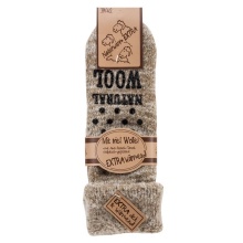 HomeOfSocks Wool Socks with Anti-Slip and ABS Print in Beige - 1 Pair