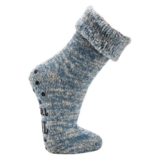 HomeOfSocks Wool Socks with Anti-Slip and ABS Print in Blue - 1 Pair