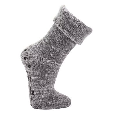 HomeOfSocks Wool Socks with Anti-Slip and ABS Print Grey - 1 Pair