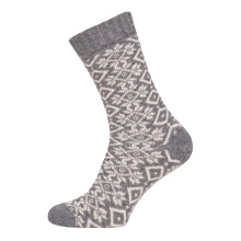 HomeOfSocks Wool Sock Hygge Winter Pattern Grey Ladies - 1 Pair