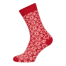 HomeOfSocks Wool Sock Hygge Winter Pattern Red Ladies - 1 Pair