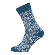 HomeOfSocks Wool Sock Hygge Winter Pattern Blue Ladies - 1 Pair