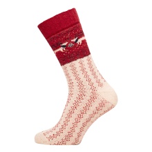 HomeOfSocks Wool Socks Thick Scandinavian Reindeer Red/Beige - 1 Pair