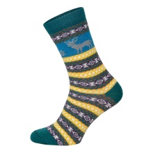 HomeOfSocks Wool Socks Hygge with Colourful Moose Design - 2 Pairs