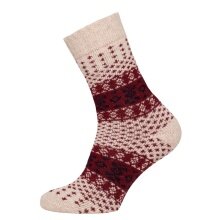 HomeOfSocks Wool Socks Hygge Colourful Jacquard beige/red - 1 Pair