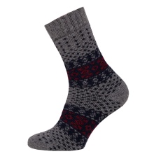 HomeOfSocks Wool Socks Hygge Colourful Jacquard Dark Grey/Red - 1 Pair