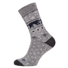 HomeOfSocks Wool Socks Hygge Ice Bear Grey - 1 Pair