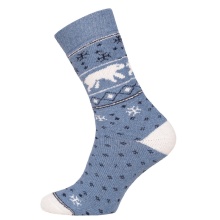 HomeOfSocks Wool Socks Hygge Ice Bear Light Blue - 1 Pair