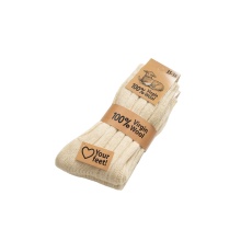 HomeOfSocks Wool Socks 100% Natural Warm Cream White - 2 Pairs