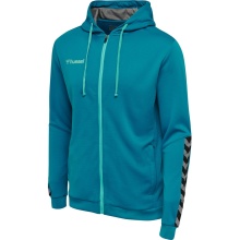 hummel Sport Hoodie hmlAUTHENTIC Poly Zip Hoodie (knitted polyester) with hood teal blue Men